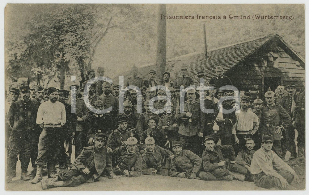 1915 ca WWI GMUND (Württemberg) Prisonniers français *Postcard Cartolina postale d'epoca, non viaggiata. GOOD/buono  Formato: 14x9 cm originale e autentica 1