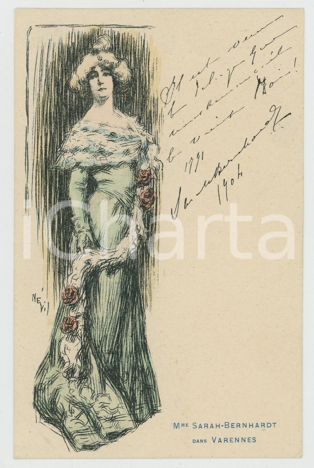 1904 FRANCE Sarah Bernhardt dans "Varennes" - Marie-Antoinette - RARE Postcard  Cartolina postale d'epoca, non viaggiata.CONDIZIONI: G FORMATO: FP    originale e autentica 1