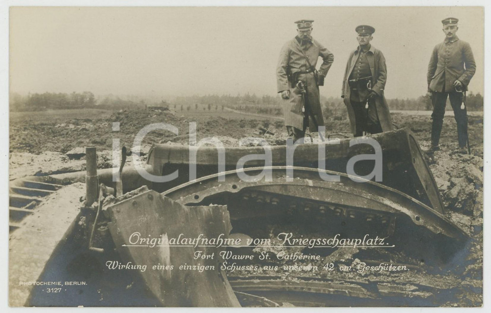 1915 ca WW1 - FORT WAWRE ST. CATHERINE Wirkung eines einzigen schusses *Postcard  Cartolina postale d'epoca, non viaggiata. FAIR/discreto Lievi smussature agli angoli Formato: FP originale e autentica 1