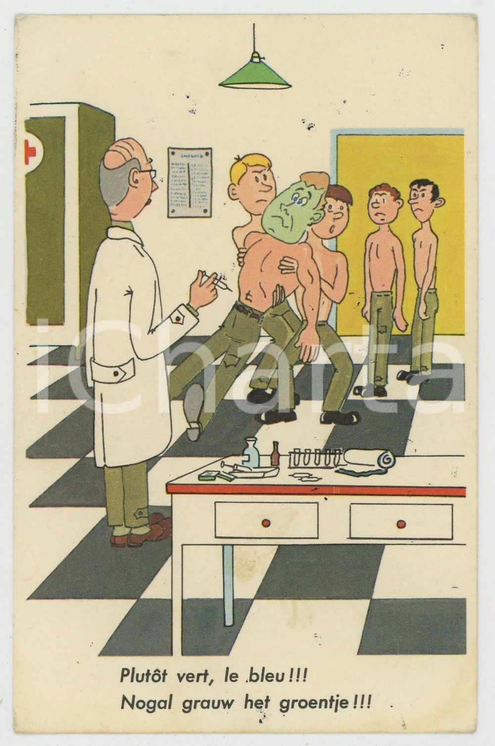 1940 ca ARMÉE BELGE - HUMOUR Plutot vert, le bleu! ILLUSTRATED Postcard FP NV  Cartolina postale d'epoca, non viaggiata ma con nota manoscritta. FAIR/discreto Lievi smussature agli angoli Formato: FP originale e autentica 1