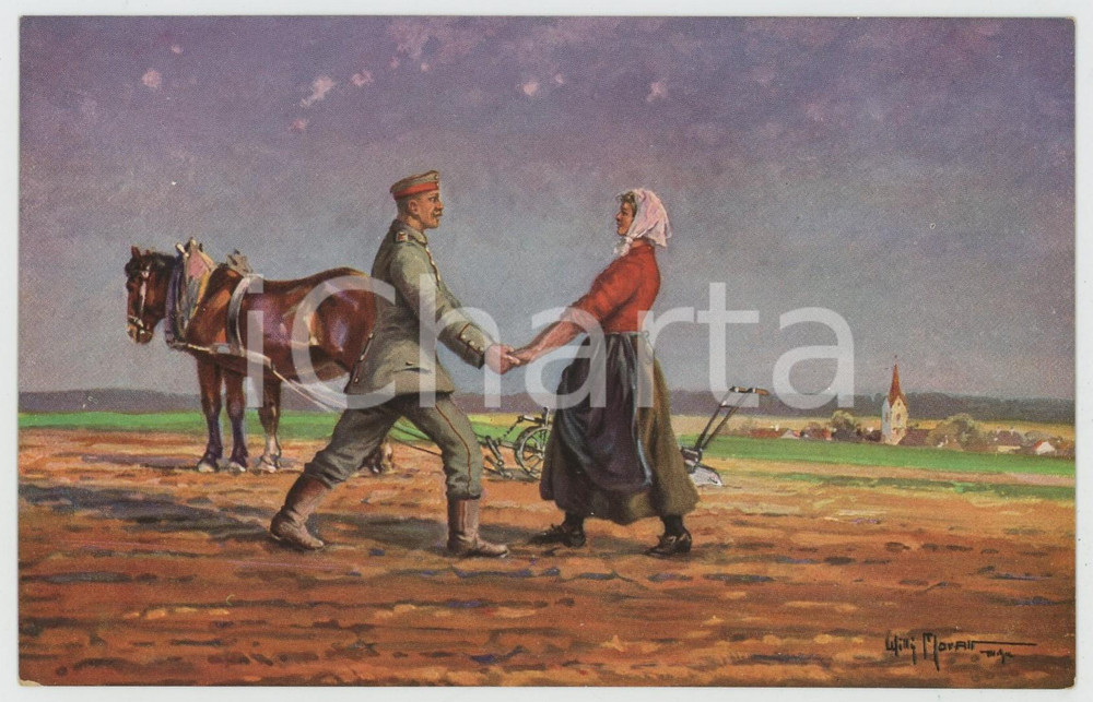 1915 ca WW1 Artist Willy MORALT Soldier hugging his wife again - Postcard FP NV  Cartolina postale d'epoca, non viaggiata. FAIR/discreto Lievi smussature agli angoli Formato: FP originale e autentica 1