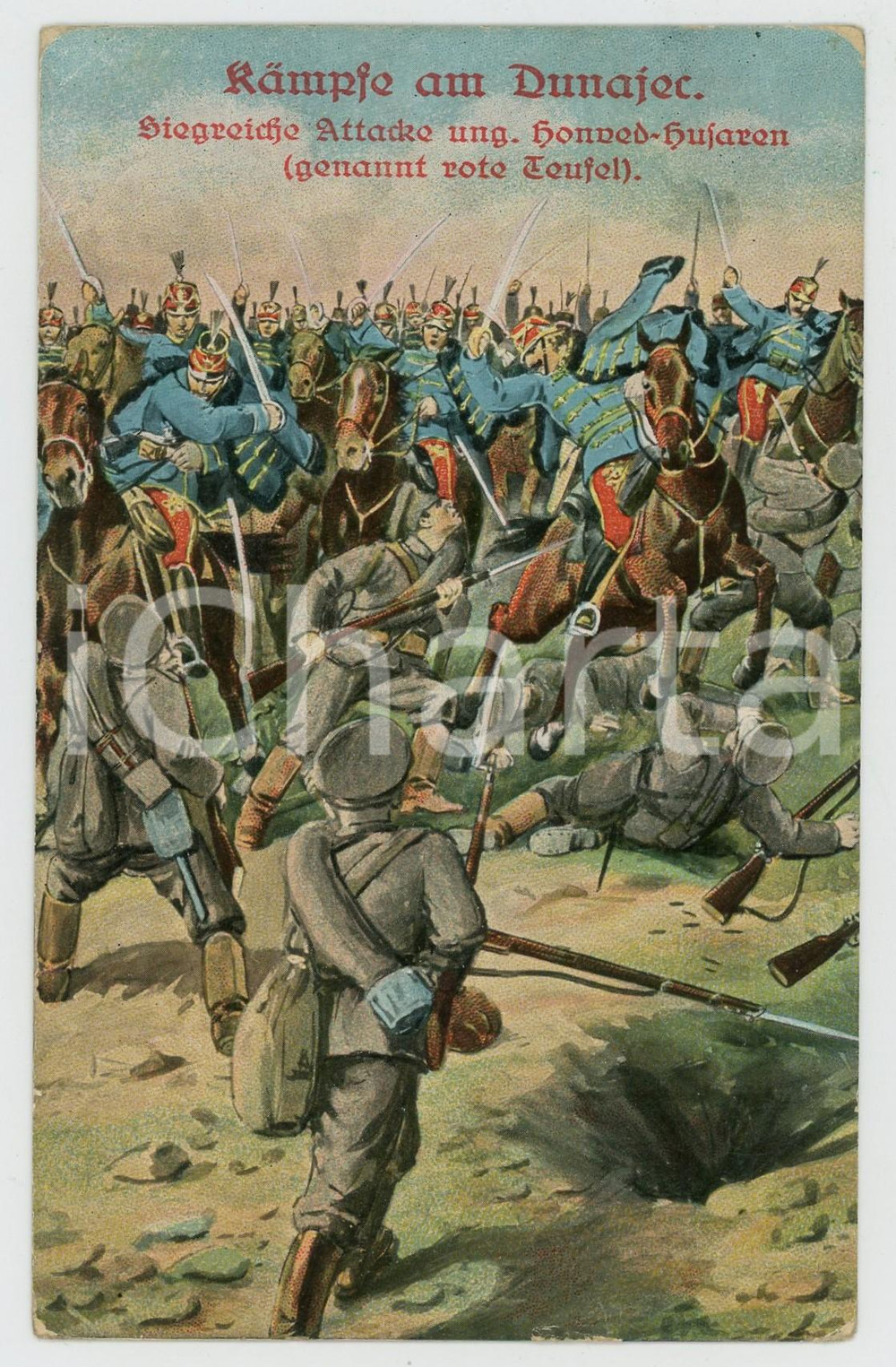 1915 ca WW1 - POLSKA Kampfe am Dunajec - Carte postale ILLUSTRÉE FP VG  Cartolina postale d'epoca, viaggiata ma con affrancatura rimossa. FAIR/discreto Lievi smussature agli angoli Formato: FP originale e autentica 1