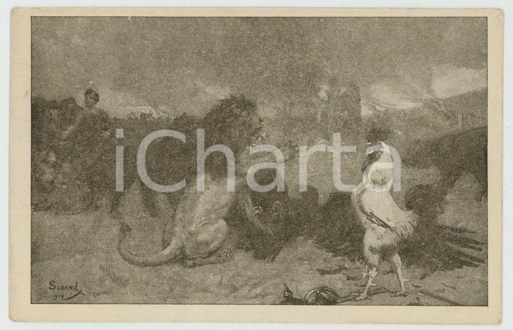1915 Artist Gustave SURAND Journée francaise du SECOURS NATIONALE Carte postale Cartolina d'epoca, NON viaggiata. FAIR/discreto Lievi smussature agli angoli Formato: FP originale e autentica 1