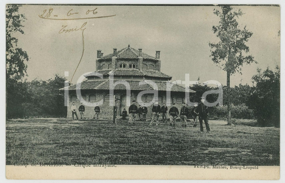 1906 LEOPOLDSBURG Camp de Beverloo - Palais Royal - Carte postale (2)  Cartolina d'epoca, viaggiata. GOOD/buono  Formato: 14x9 cm originale e autentica 1