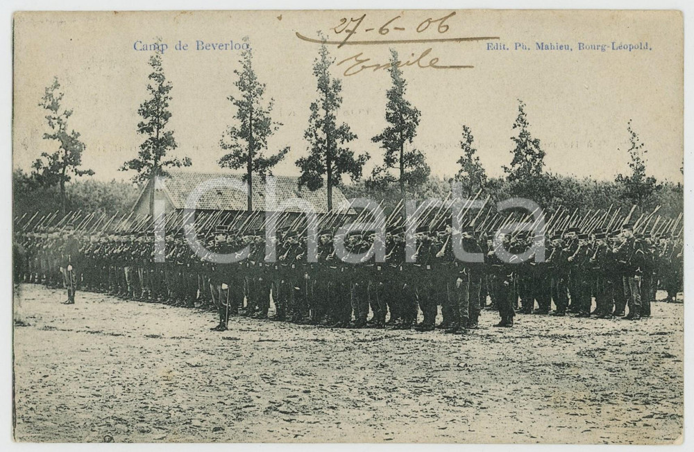 1906 LEOPOLDSBURG Camp de Beverloo - Soldats - Carte postale FP VG  Cartolina d'epoca, viaggiata. FAIR/discreto Lievi smussature agli angoli Formato: FP originale e autentica 1