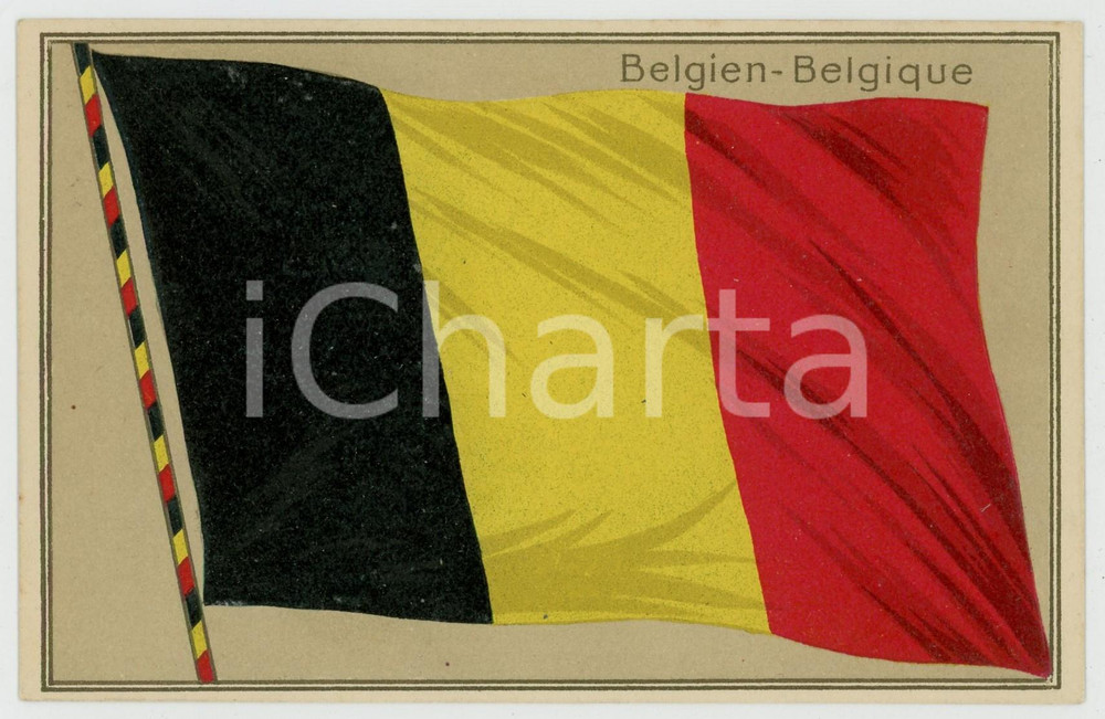 1920 ca BELGIQUE Flag of Belgium - Embossed illustrated postcard FP NV  Cartolina postale d'epoca, non viaggiata. FAIR/discreto Lievi smussature agli angoli Formato: FP originale e autentica 1