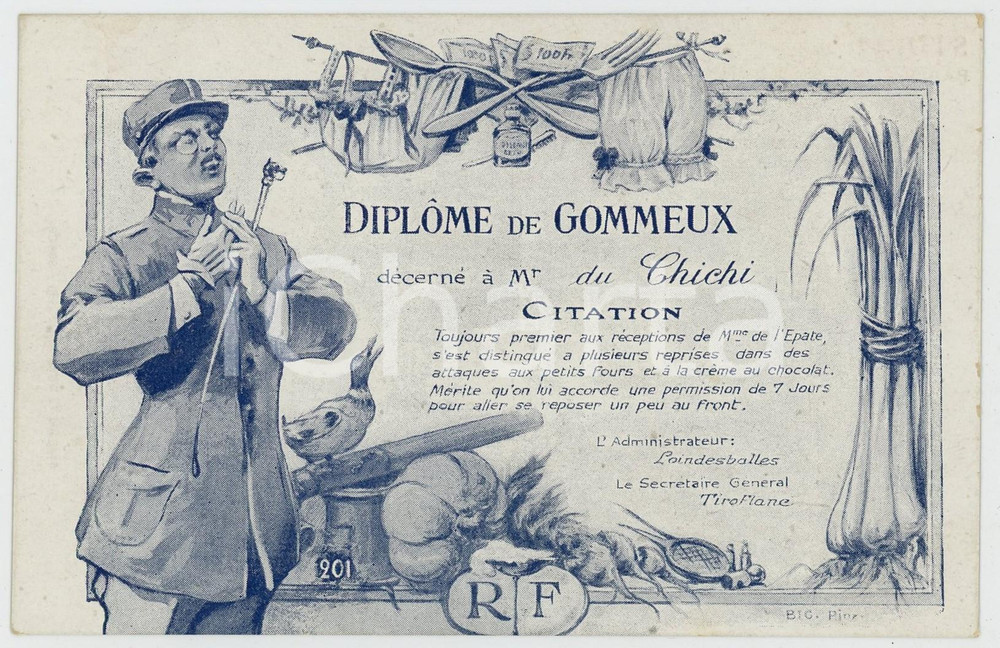 1920 ca FRANCE - HUMOUR Diplômé de gommeux - Mr. De Chichi - Carte postale FP NV  Cartolina d'epoca, non viaggiata FAIR/discreto Lievi smussature agli angoli Formato: FP originale e autentica 1