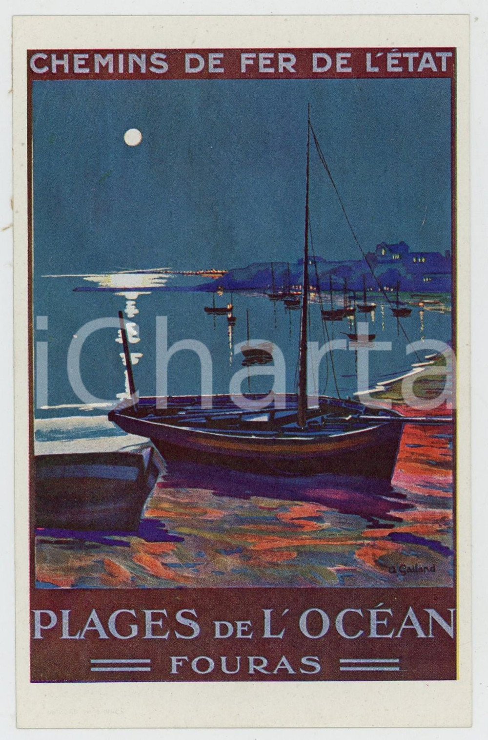 Cartolina originale da collezione 1910 ca CHEMIN DE FER DE L Ã‰TAT Plages de l ocÃ©an  Fouras  Carte postale FP NV 1