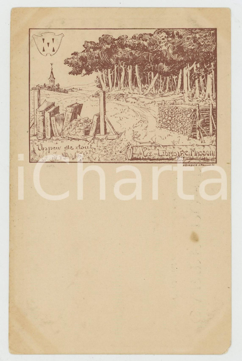1900 ca EX LIBRIS de P. E. MASSON - Carte postale ILLUSTRÉE FP NV  Cartolina postale d'epoca, non viaggiata.ILLUSTRATORE: A. Barbier - F. PaulinCONDIZIONI: FAIRFORMATO: FP    originale e autentica 1