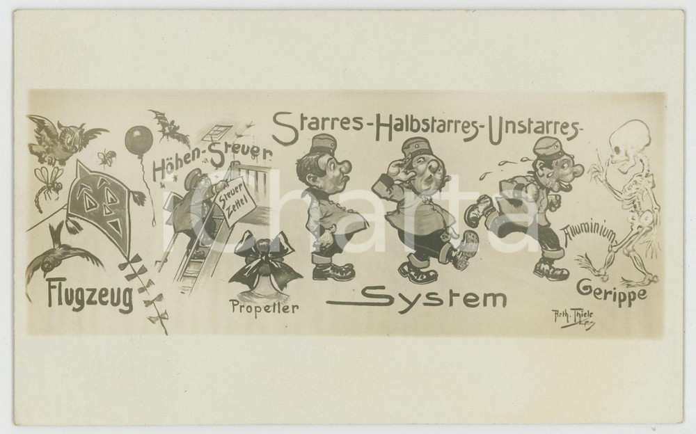 1915 ca Artist Arthur THIELE - Advertising illustrations *RARE RPPC Postcard (1)  Rara cartolina postale d'epoca. GOOD/buono  Formato: 14x9 cm originale e autentica 1