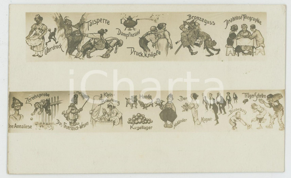 1915 ca Artist Arthur THIELE - Advertising illustrations *RARE RPPC Postcard (3)  Rara cartolina postale d'epoca, non viaggiata. GOOD/buono  Formato: 14x9 cm originale e autentica 1