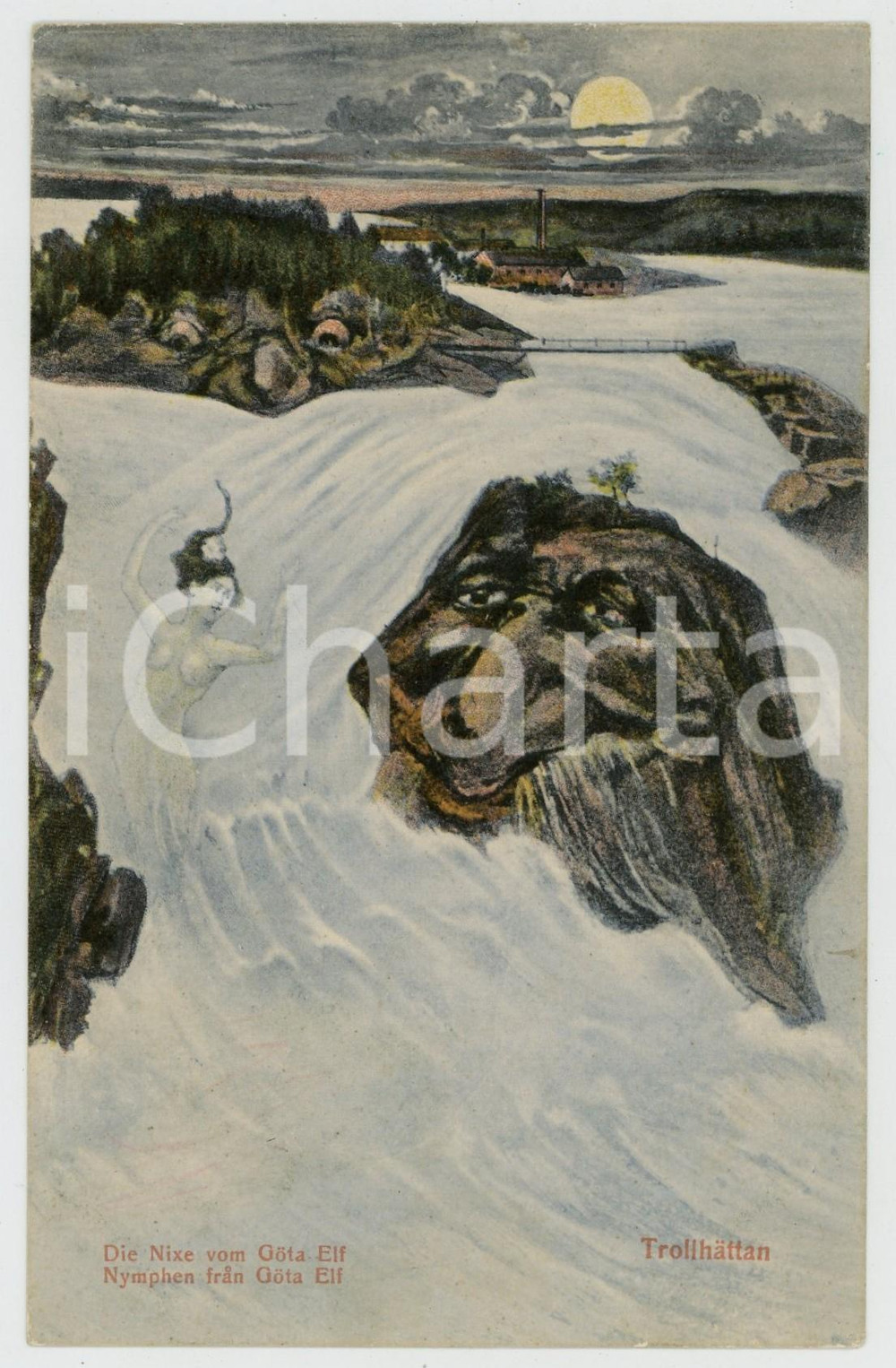 1908 SURREALISM - TROLLHATTAN - Metamorphic Faces - Nude nymph - Postcard  Cartolina postale d'epoca, viaggiata. GOOD/buono  Formato: 9x14 cm originale e autentica 1