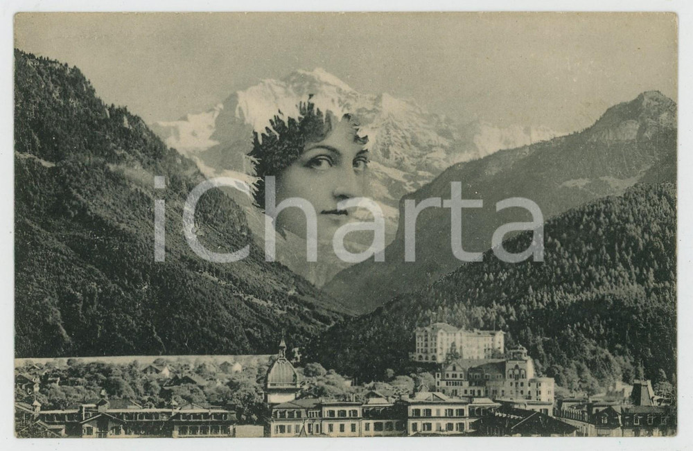 1910 ca SURREALISM - Metamorphic Mountains - Woman Face *Postcard  Cartolina postale d'epoca, non viaggiata. GOOD/buono  Formato: 14x9 cm originale e autentica 1