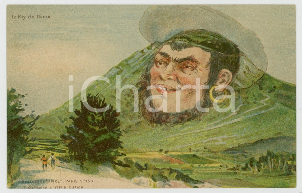 1900 ca FRANCE Le Puy de Dôme - Metamorphic Faces in Mountain - Postcard  Cartolina postale d'epoca, non viaggiata.EDITORE: F. Zillinger - Zurich n&deg; 130 GOOD/buono  Formato: 14x9 cm originale e autentica 1