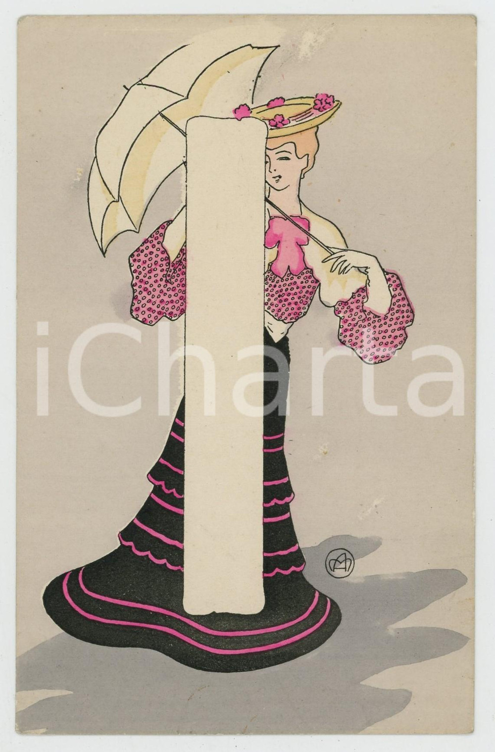 1910 ca FRANCE Woman with parasol - GLAMOUR postcard  Cartolina postale d'epoca, non viaggiata. GOOD/buono  Formato: 9x14 cm originale e autentica 1