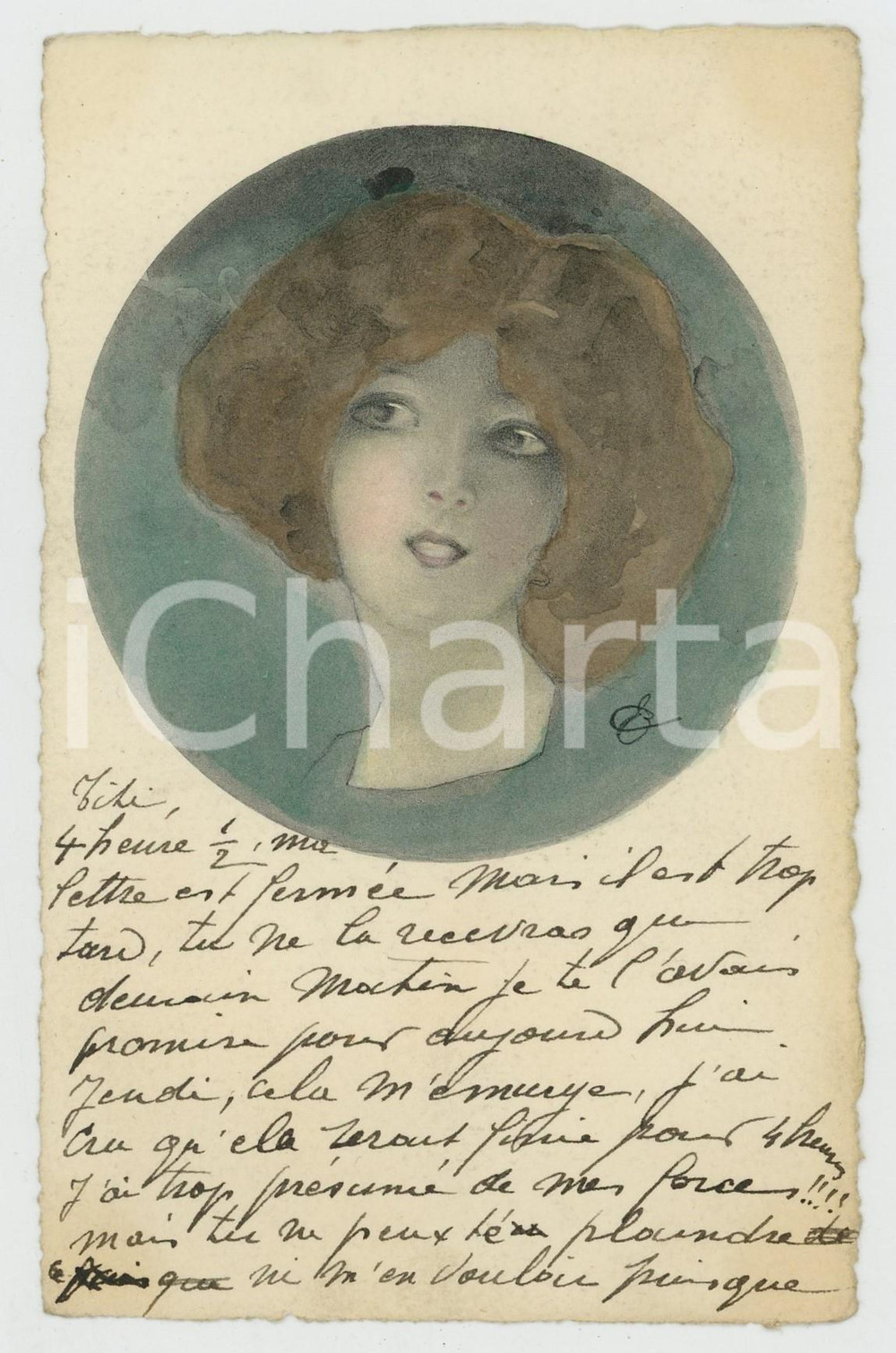 1905 ca ART NOUVEAU - Lady - Head - Portrait *Original old postcard Cartolina postale d'epoca, scritta ma non viaggiata. FAIR/discreto macchie al verso Formato: 9x14 cm originale e autentica 1