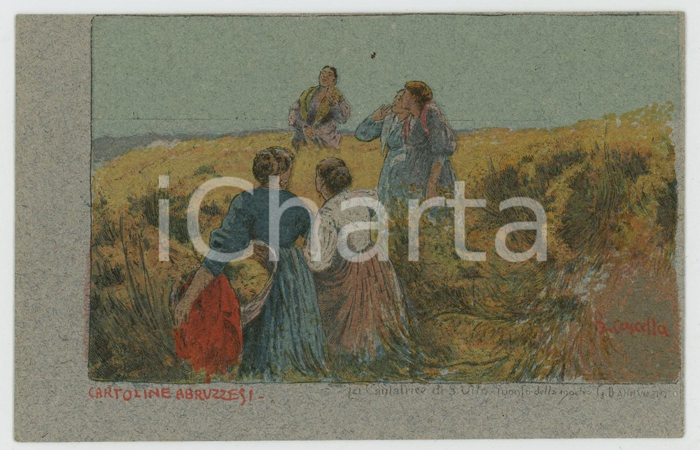 1900 ca CARTOLINE ABRUZZESI Basilio CASCELLA - Cantatrice di San Vito *Cartolina  Cartolina postale d'epoca, non viaggiata. GOOD/buono  Formato: 14x9 cm originale e autentica 1