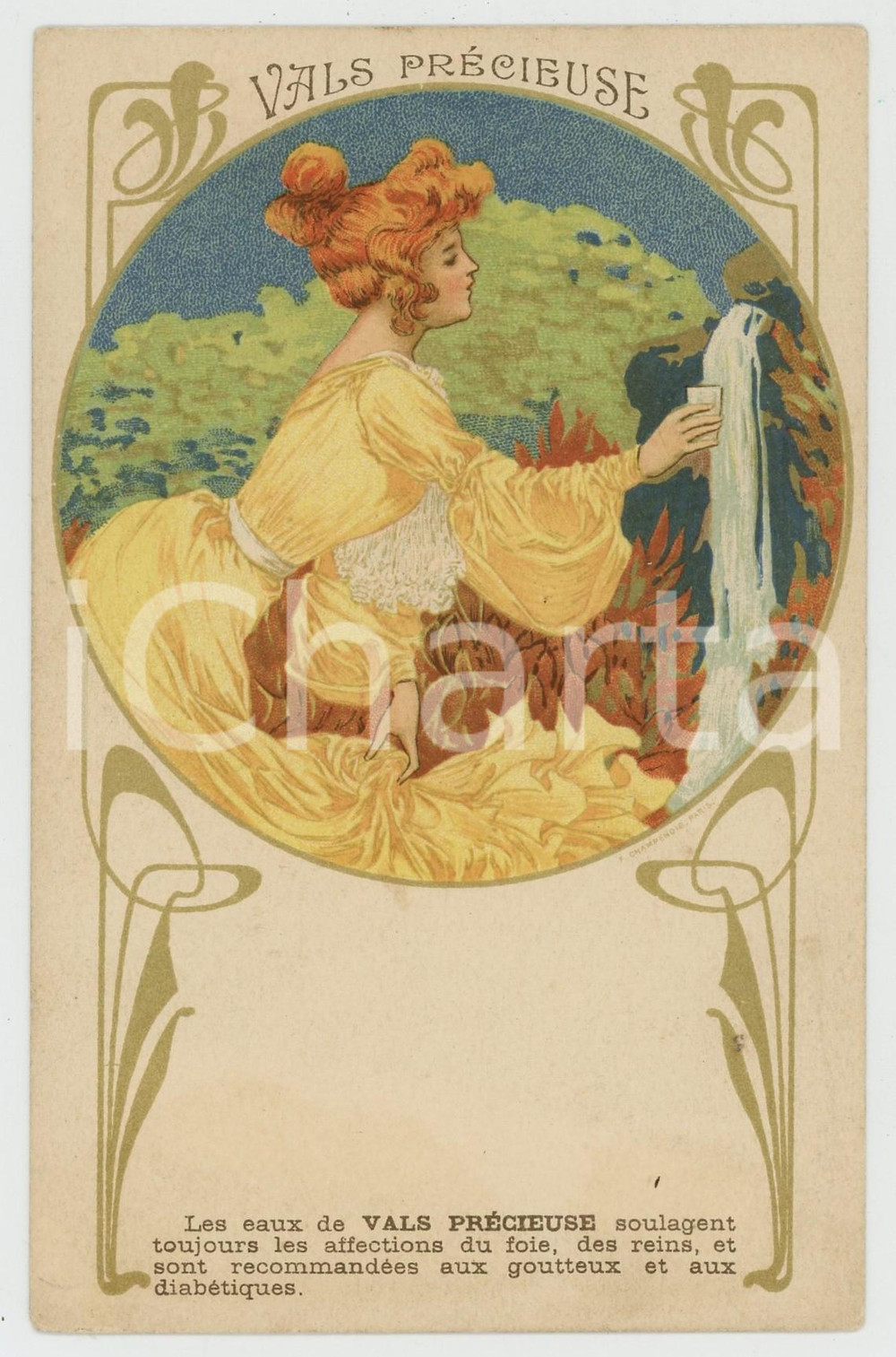 Cartolina originale da collezione 1900 ca ART NOUVEAU  VALS PRECIEUSE  Eau  Original postcard 1