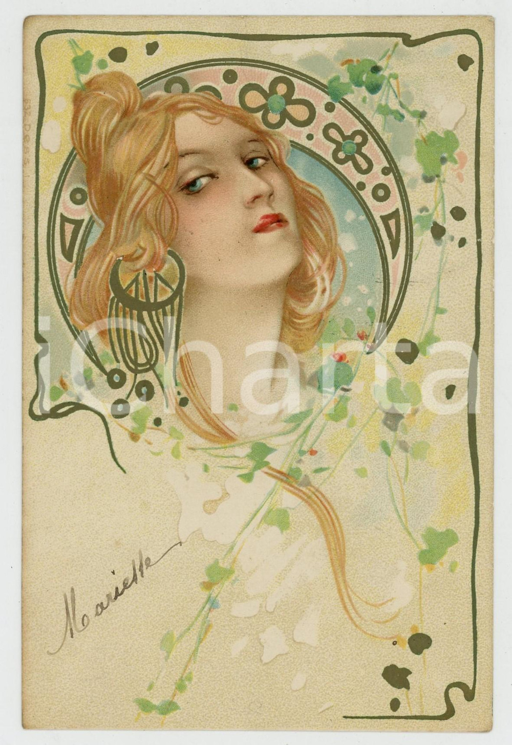 1905 ART NOUVEAU - Blonde lady - Hair - Old postcard  Cartolina postale d'epoca, viaggiata. FAIR/discreto lieve piegatura marginale Formato: 9x14 cm originale e autentica 1