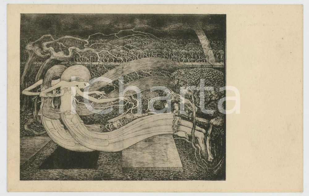 1930 ca Artist Jan TOOROP - O grave where is they victory - Original postcard  Cartolina postale d'epoca, non viaggiata. GOOD/buono  Formato: 14x9 cm originale e autentica 1