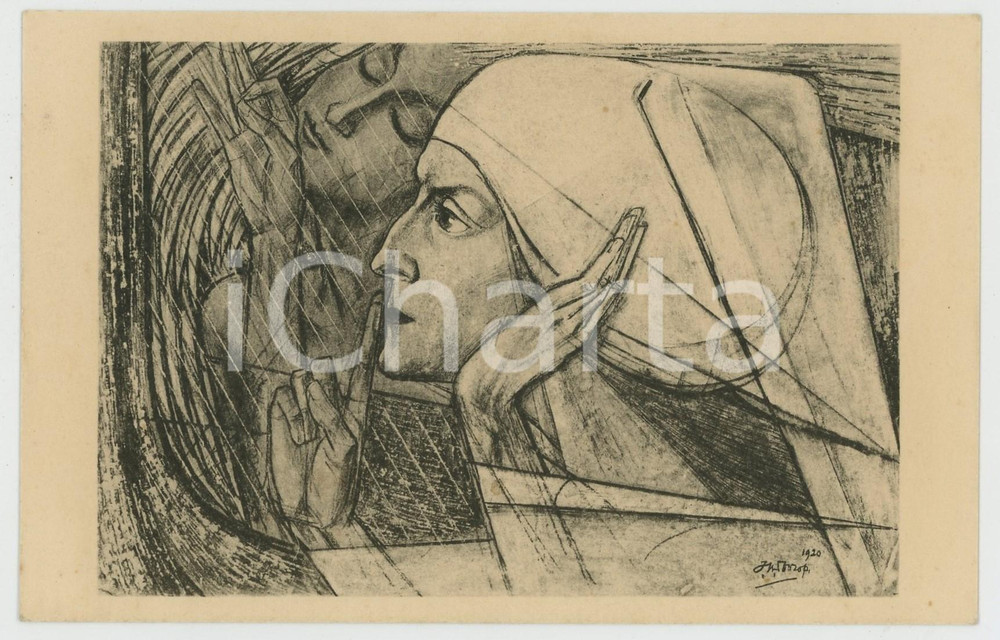 1930 ca Artist Jan TOOROP - Inspiratie - Original postcard  Cartolina postale d'epoca, non viaggiata. GOOD/buono  Formato: 9x14 cm originale e autentica 1