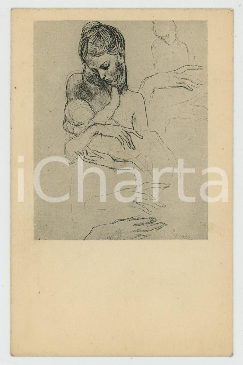 1952 Artist Pablo PICASSO Mother and Child - Fogg Art Museum - Postcard  Cartolina postale d'epoca, scritta ma non viaggiata. GOOD/buono  Formato: 9x14 cm originale e autentica 1