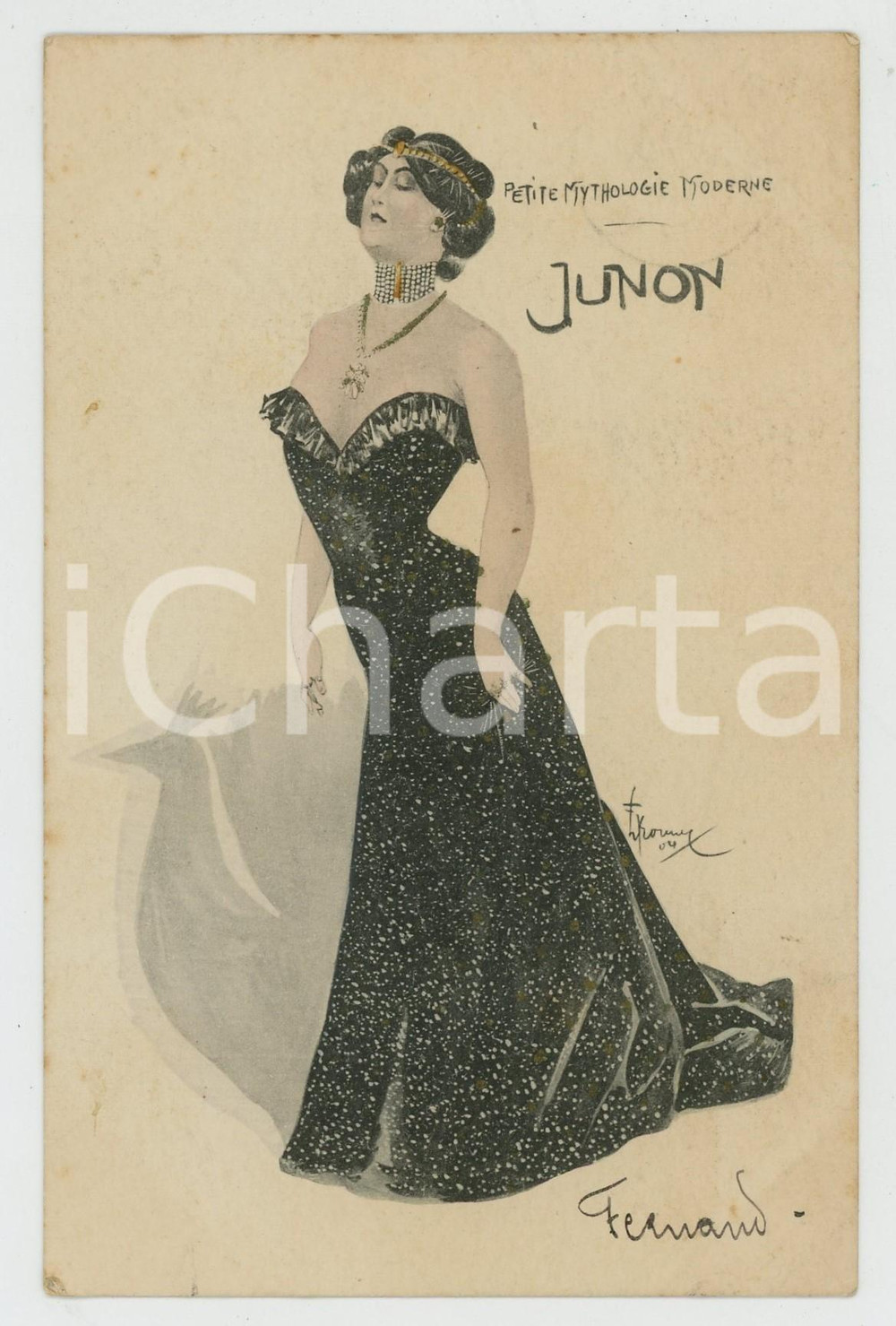 Cartolina originale da collezione 1904 ART NOUVEAU Carl JOZSA  Petite Mythologie Moderne  Junon  Postcard 1