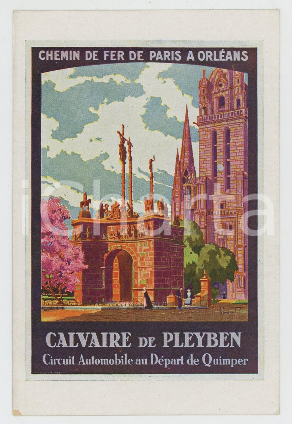 1910 ca CHEMIN DE FER DE PARIS À ORLÉANS Calvaire de Pleyben - Postcard FP NV  Cartolina d'epoca, non viaggiata. FAIR/discreto Lievi smussature agli angoli Formato: FP originale e autentica 1