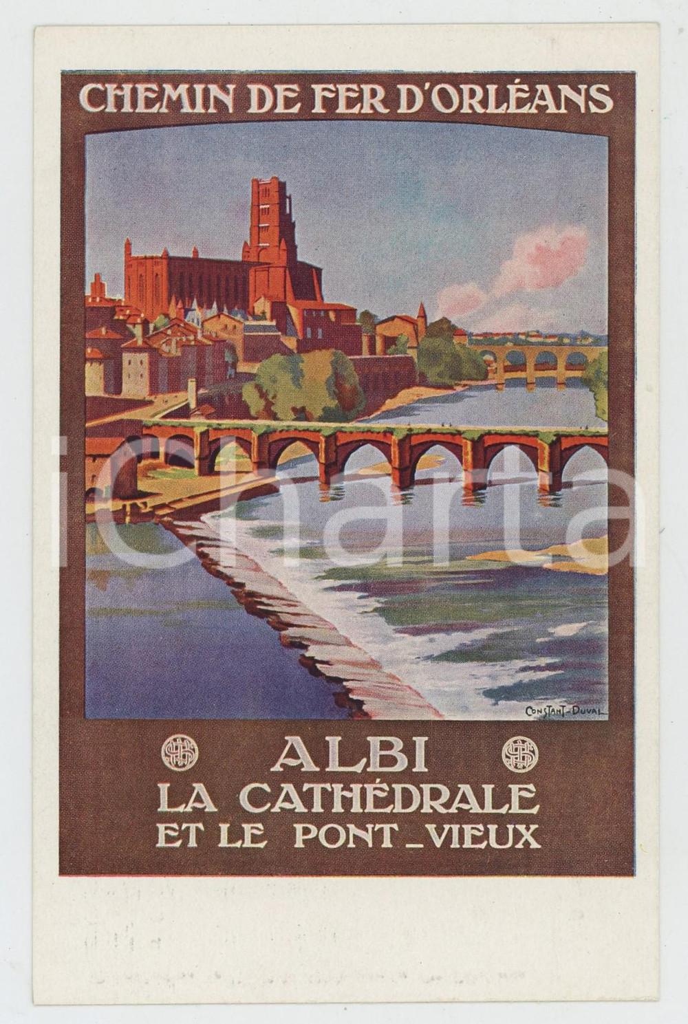 Cartolina originale da collezione 1910 ca CHEMIN DE FER D ORLEANS  ALBI CathÃ©drale et le Pont Vieux  Postcard FP 1