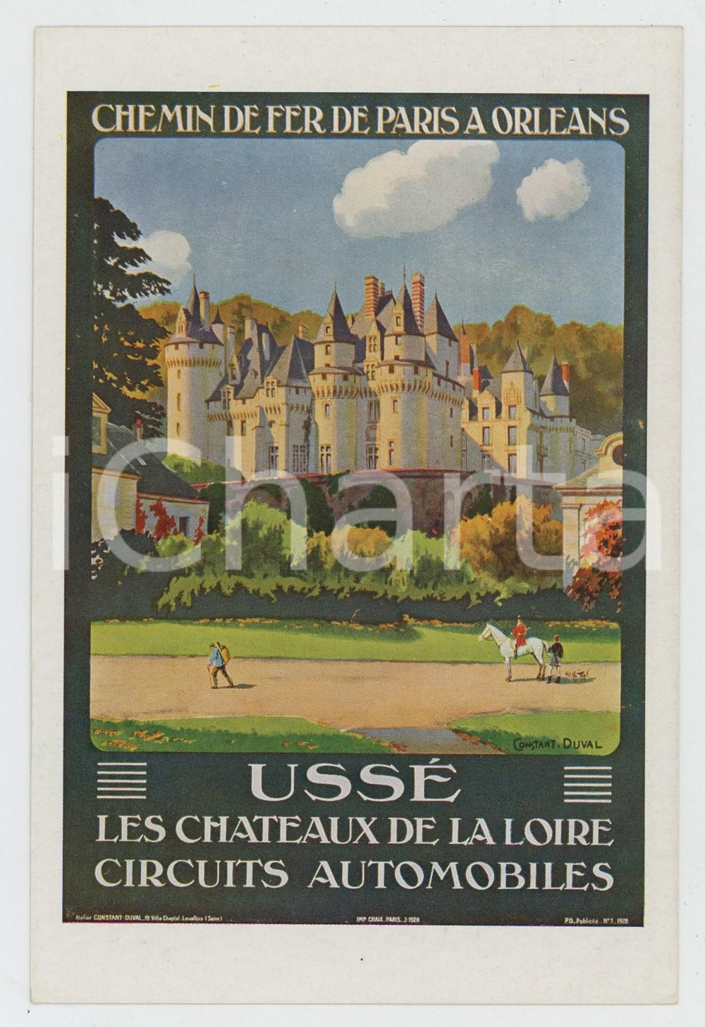 Cartolina originale da collezione 1910 ca CHEMIN DE FER DE PARIS Ã€ ORLÃ‰ANS UssÃ©  Chateaux de la Loire  Postcard 1