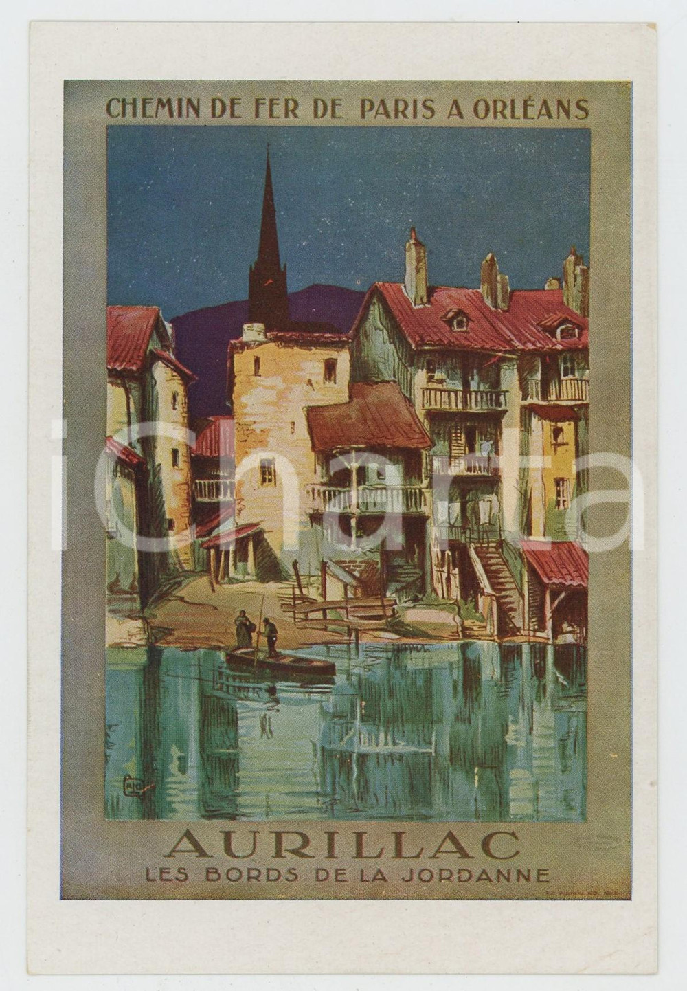 Cartolina originale da collezione 1910 ca CHEMIN DE FER DE PARIS Ã€ ORLÃ‰ANS  AURILLAC Bord de la Jordanne Postcard 1