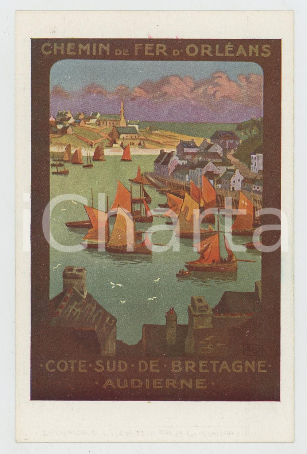 1910 ca CHEMIN DE FER D'ORLEANS - AUDIERNE Cote sud de Bretagne - Postcard  Cartolina d'epoca, non viaggiata. FAIR/discreto Lievi smussature agli angoli Formato: FP originale e autentica 1