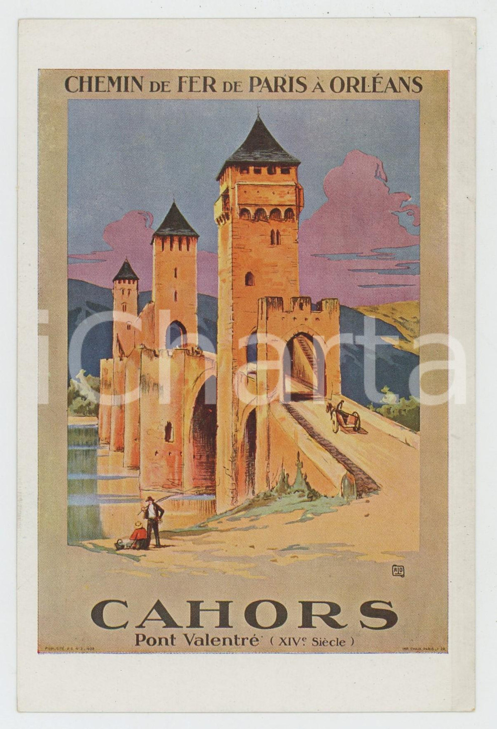 Cartolina originale da collezione 1910 ca CHEMIN DE FER DE PARIS Ã€ ORLÃ‰ANS  CAHORS Pont ValentrÃ©  Postcard FP NV 1
