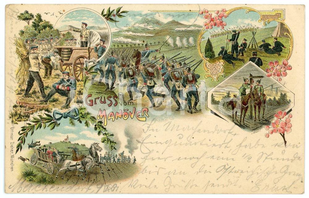 1901 DEUTSCHLAND Gruss vom manover ILLUSTRATED Postcard FP VG  Cartolina postale d'epoca, viaggiata. FAIR/discreto Lievi smussature agli angoli Formato: FP originale e autentica 1