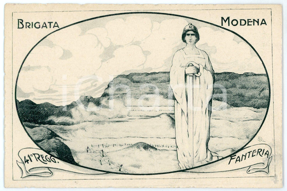 1915 ca BRIGATA MODENA - 41° Reggimento Fanteria - Cartolina ILLUSTRATA  Cartolina postale d'epoca, non viaggiata. FAIR/discreto Lievi ammaccature ai margini Formato: FP originale e autentica 1