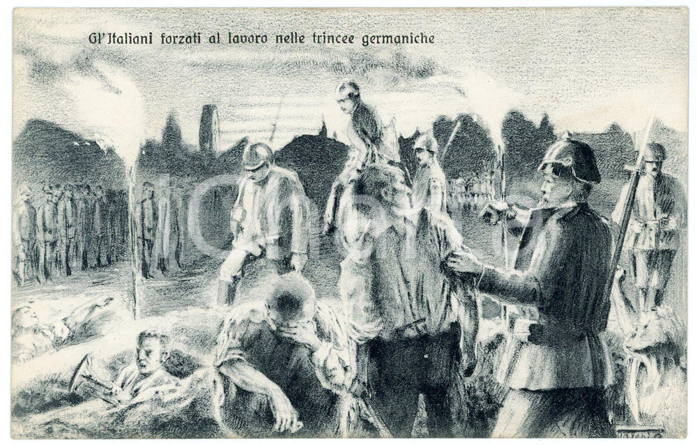 1915 ca WW1 Soldati italiani ai lavori forzati nelle trinee germaniche Cartolina  Cartolina postale d'epoca, non viaggiata. GOOD/buono  Formato: FP originale e autentica 1