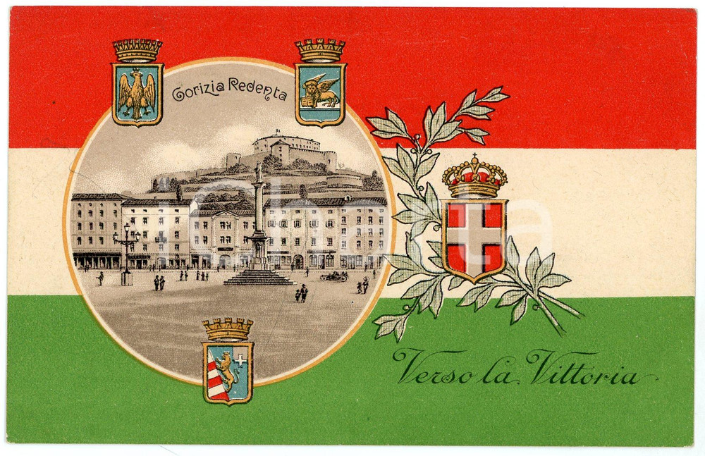 1915 ca IRREDENTISMO Gorizia redenta - Verso la vittoria - Cartolina FP NV  Cartolina postale d'epoca, non viaggiata. GOOD/buono   originale e autentica 1