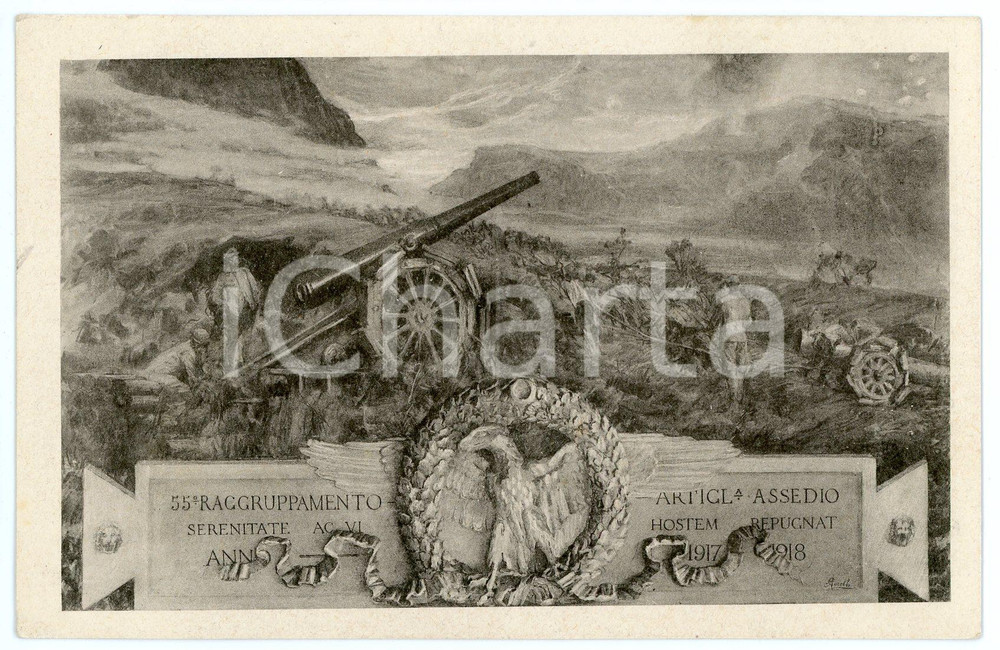 1920 ca WW1 55° Raggruppamento artiglieria d'assedio - Cartolina ILLUSTRATA FP  Cartolina d'epoca, non viaggiata. CONDIZIONI: FAIRFORMATO: FP    originale e autentica 1