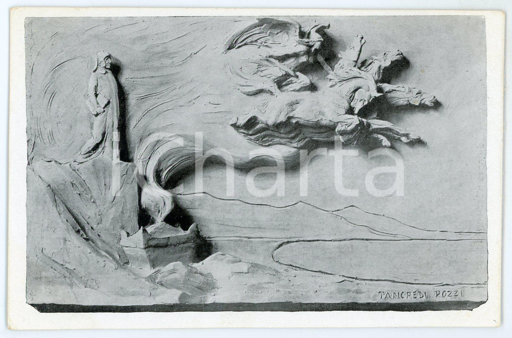 Cartolina originale da collezione 1916 WW1  TORINO Società DANTE ALIGHIERI  Scultura di Tancredi POZZI Cartolina 1