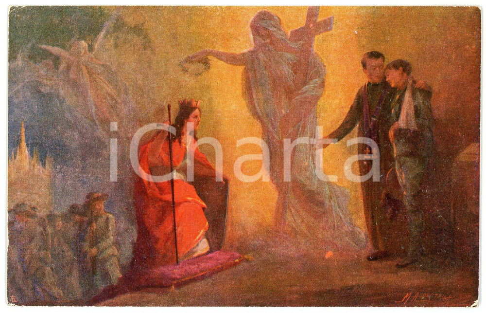 1915 ca MILANO Assistenza Religiosa MIlitari - Ill. Mario ALBERTELLA Cartolina  Cartolina d'epoca, non viaggiata.CONDIZIONI: FAIR (lievi smussature agli angoli)FORMATO: FP    originale e autentica 1