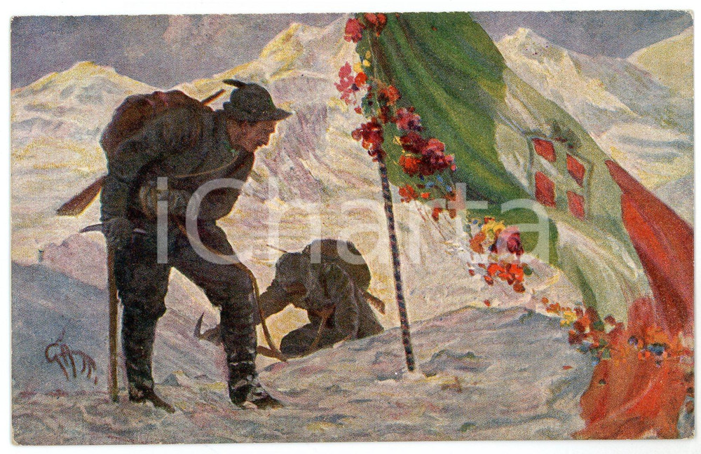 Cartolina originale da collezione 1915 ca WW1 Artista D. GATTI Sacro fiore, l alpino ti farà sbocciare  Cartolina 1