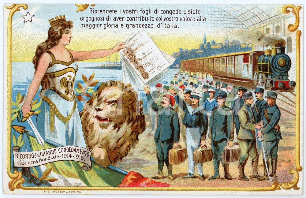 1920 ca WW1 Ricordo del GRANDE CONGEDO - Cartolina ILLUSTRATA FP NV  Cartolina d'epoca, non viaggiata.CONDIZIONI: FAIRFORMATO: FP    originale e autentica 1