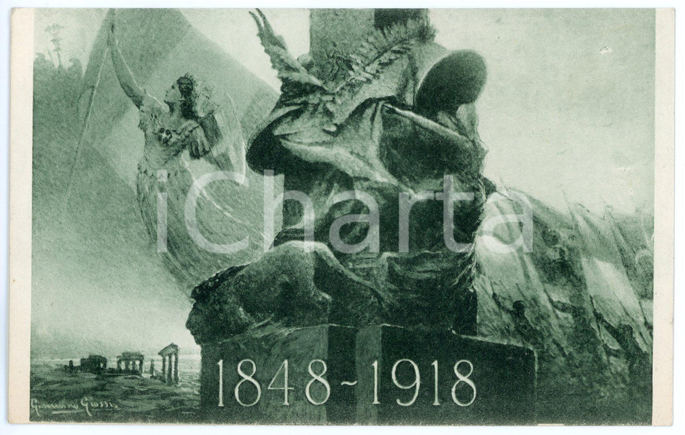 1918 UNITÀ D'ITALIA Artista Giovanni GROSSI - Cartolina ILLUSTRATA FP NV  Cartolina postale d'epoca, non viaggiata. GOOD/buono  Formato: FP originale e autentica 1