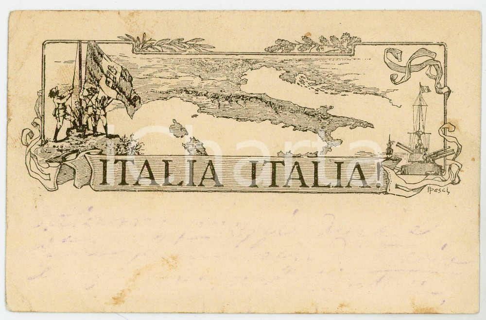 1916 WW1 ROMA Casa del soldato Associazione per Istruzione del Soldato Cartolina  Cartolina d'epoca, non viaggiata ma con nota manoscritta e timro della Casa del Soldato.CONDIZIONI: POOR (carta lenta, piegature agli angoli, macchie, bruniture e gualciture diffuse)FORMATO: FP    originale e autentica 1
