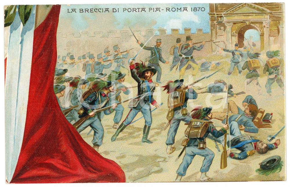 Cartolina originale da collezione 1911 50° Anniversario Regno d Italia  Breccia di Porta Pia Roma 1870 Cartolina 1