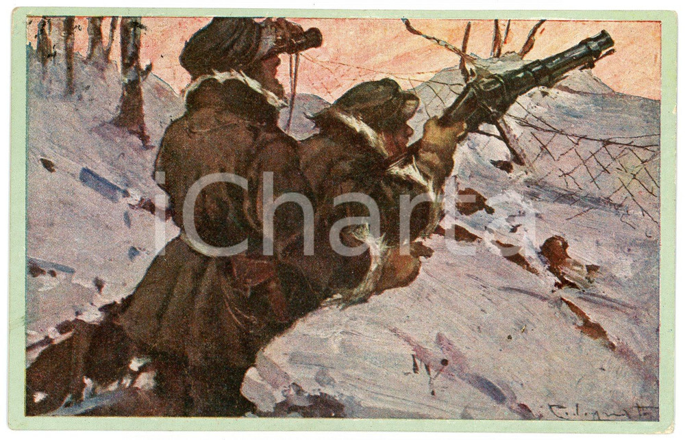 1916 WW1 - GRANDE GUERRA Soldati in trincea - Cartolina ILLUSTRATA FP VG  Cartolina d'epoca, viaggiata ma con affrancatura rimossa. FAIR/discreto Lievi Smussature agli angoli Formato: FP originale e autentica 1