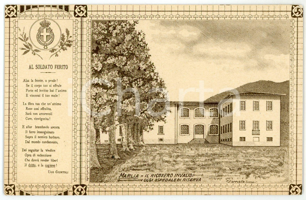 1915 ca CAPANNORI - MARLIA Ricoveri invalidi - Ospedale di riserva - Cartolina  Cartolina d'epoca, non viaggiata.Illustrazione di F. Sarroglia. CONDIZIONI: FAIRFORMATO: FP    originale e autentica 1