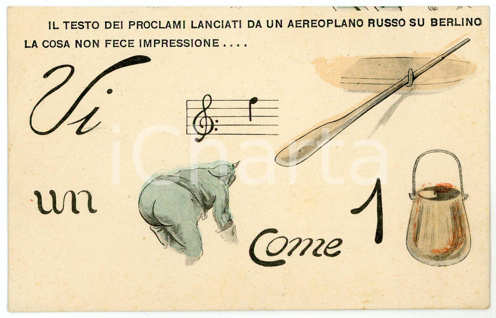 1915 WW1 - PROPAGANDA Anagramma contro Impero Tedesco - Cartolina ILLUSTRATA FP  Cartolina d'epoca, non viaggiata ma con nota manoscritta al verso. FAIR/discreto Lievi Smussature agli angoli, piegatura all'angolo superiore sinistro Formato: FP originale e autentica 1