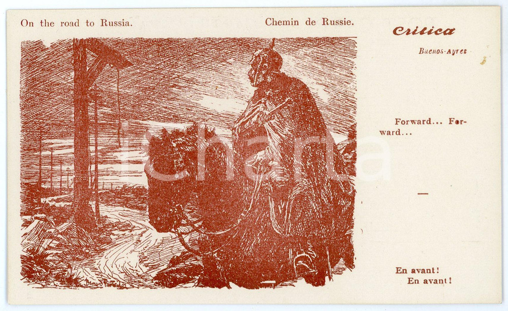 1920 ca BUENOS AIRES - CRITICA On the road to Russia - Postcard FP NV  Cartolina postale d'epoca, non viaggiata.CONDIZIONI: FAIRFORMATO: FP    originale e autentica 1
