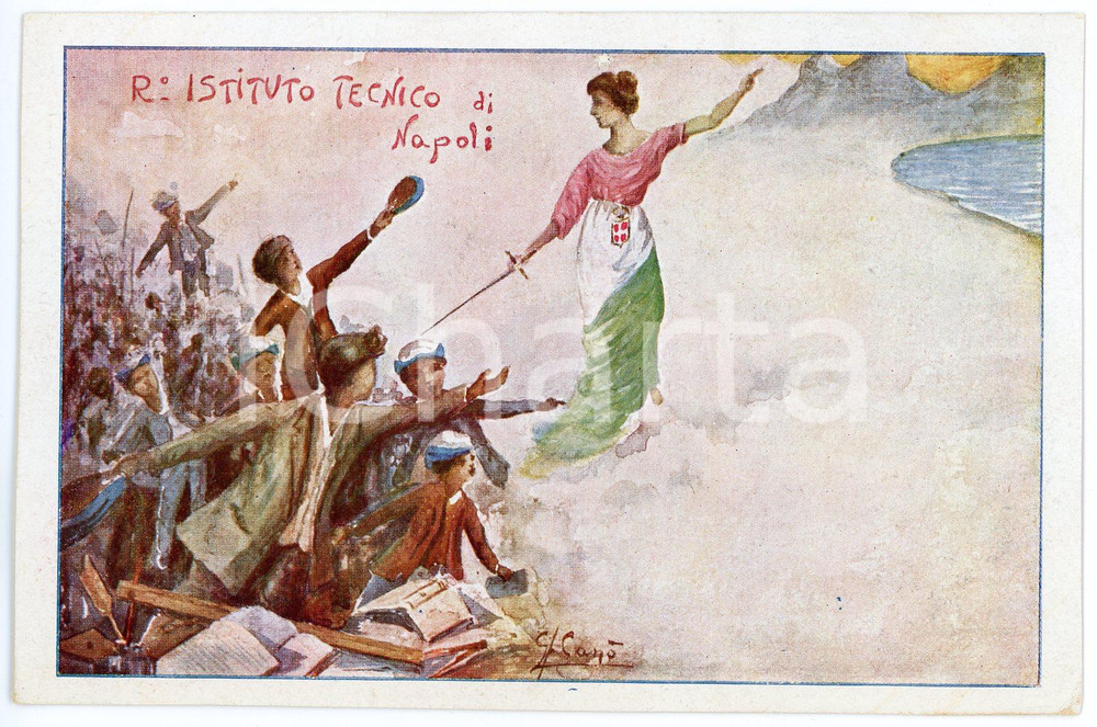 1917 WW1 Regio Istituto Tecnico NAPOLI In memoria degli alunni caduti *Cartolina  Cartolina d'epoca, non viaggiata.CONDIZIONI: GOODFORMATO: FP    originale e autentica 1